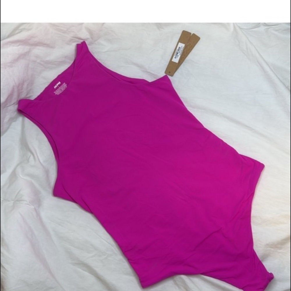 SKIMS Neon Pink High-Neck Bodysuit - Picture 3 of 3